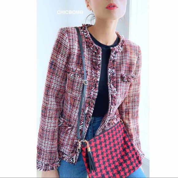 CHICBOMB Jackets & Blazers - JACKIE Fringes Hem Tweed Jacket